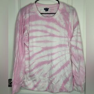 XL Splendid pink and white tie dye lightweight long sleeve sweater